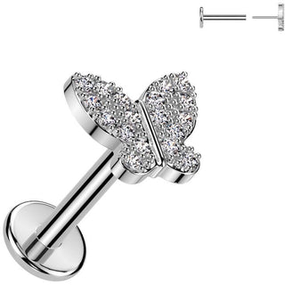 Labret Farfalla zirconi Push-In