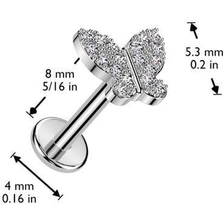 Labret Farfalla zirconi Push-In