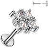 Labret Quadrato 4 zirconi Push-In