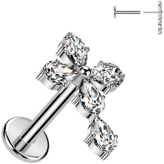 Labret Croce zirconi Push-In