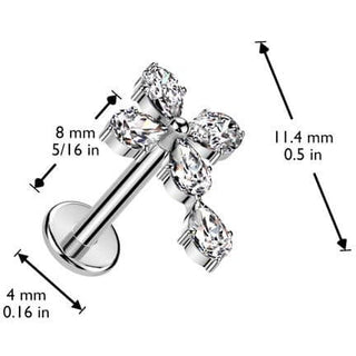 Labret Croce zirconi Push-In
