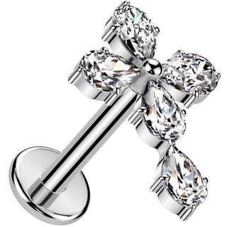 Labret Croce zirconi Push-In