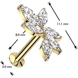 Labret double leaf zirconia Push-In