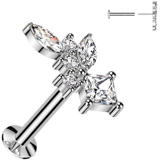 Labret taglio marquise forma diamante zirconi rotondi Push-In