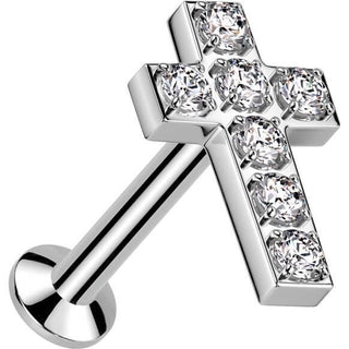 Labret Croce Zircone Push-In
