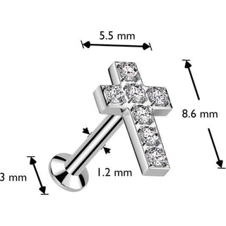 Labret Croce Zircone Push-In