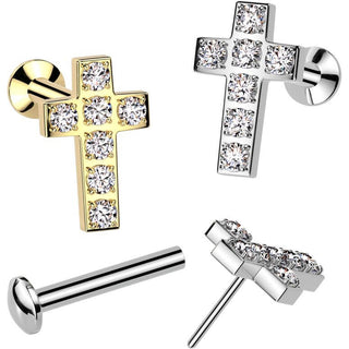 Labret Croce Zircone Push-In