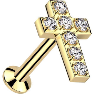 Labret Croce Zircone Push-In