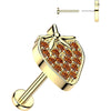 Labret pave cubic zirconia strawberry Push-In