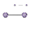 Titanio Piercing Capezzolo Forma piatta con zirconi Push-In