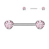 Titanio Piercing Capezzolo Forma piatta con zirconi Push-In