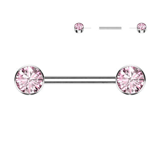 Titanio Piercing Capezzolo Forma piatta con zirconi Push-In