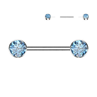 Titanio Piercing Capezzolo Forma piatta con zirconi Push-In
