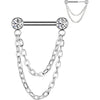 Titanio Barbell Zirconi pendente catena Push-In