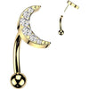 Titanium Curved Barbell 6 cnc setting cubic zirconia crescent moon Push-In