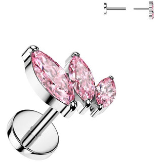 Titanium Stud Earring scaled zirconia marquise cut