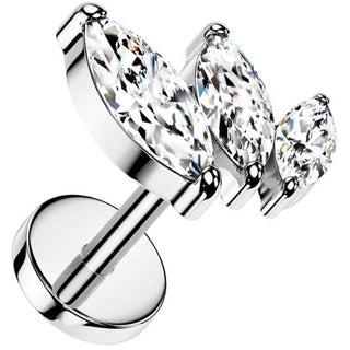 Titane Bouton d'Oreille zircone écaillée taille marquise