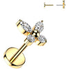 Titane Bouton d'Oreille boule papillon zircone