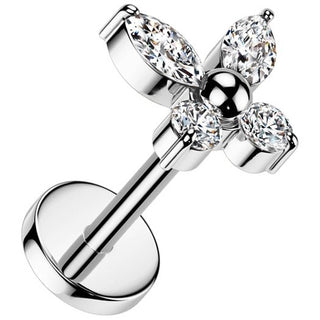 Titane Bouton d'Oreille boule papillon zircone