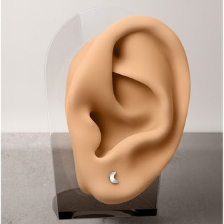 Titanium Stud Earring Moon Flach Silver