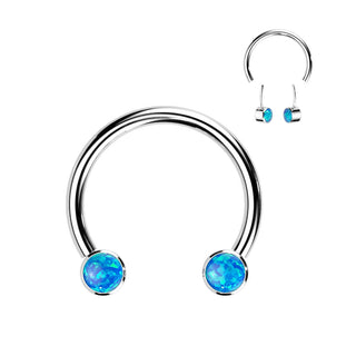 Titan Hufeisen Piercing Opal Push-In