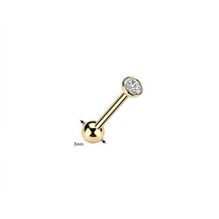 Titanium Barbell Zirconia frame setting Silver Push-In