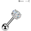 Titanium Barbell Zirconia rim setting Silver Push-In