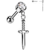 Titanio Barbell Pugnale zircone pendente Push-In