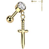 Titanio Barbell Pugnale zircone pendente Push-In