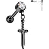 Titanio Barbell Pugnale zircone pendente Push-In