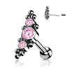 Titanium Barbell 3 Zirconia Silver Push-In