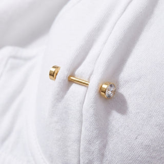 Titanium Nipple Piercing bezel setting zirconia Push-In – getragen