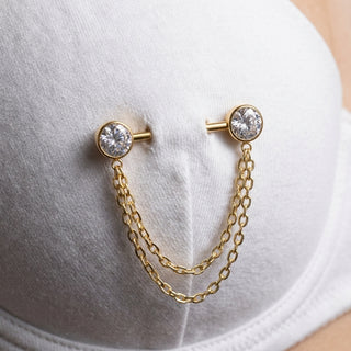 Titanium Nipple Piercing Ball zirconia dangle Push-In – getragen