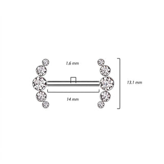 Titanium Nipple Piercing 5 Zirconia Push-In