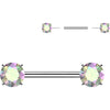 Titanium Nipple Piercing Prong Setting Cubic Zirconia Push-In