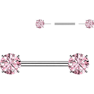 Titanium Nipple Piercing Prong Setting Cubic Zirconia Push-In