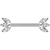 Titanium Nipple Piercing marquise cut zirconia Push-In