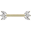 Titanium Nipple Piercing marquise cut zirconia Push-In