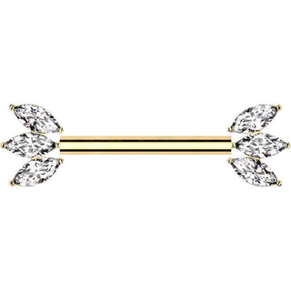 Titanium Nipple Piercing marquise cut zirconia Push-In