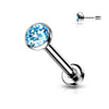 Titanium Labret Zirconia Round Silver Push-In