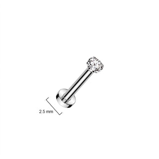 Titanium Labret Zirconia Silver Push-In