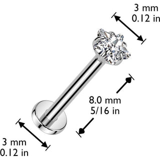 Titan Labret Zirkonia Stern Push-In