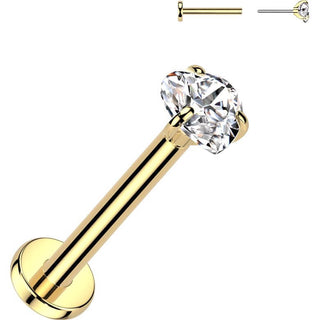 Titan Labret Zirkonia Herz Push-In