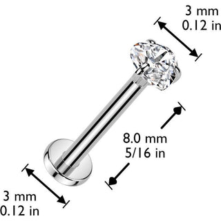 Titan Labret Zirkonia Herz Push-In