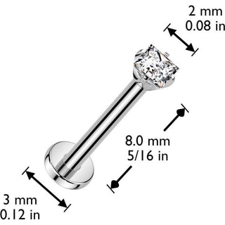 Titan Labret Zirkonia Quadrat Push-In