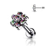 Titanium Labret Push-In Flower Zirconia Silver