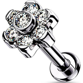 Titane Labret Fleur Zircone Argent Enfoncer