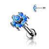 Titane Labret Fleur Opale Argent Enfoncer