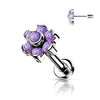 Titane Labret Fleur Opale Argent Enfoncer