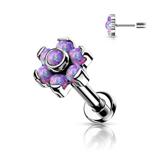 Titane Labret Fleur Opale Argent Enfoncer